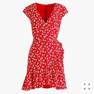 J. Crew red ruffle dress with white floral print